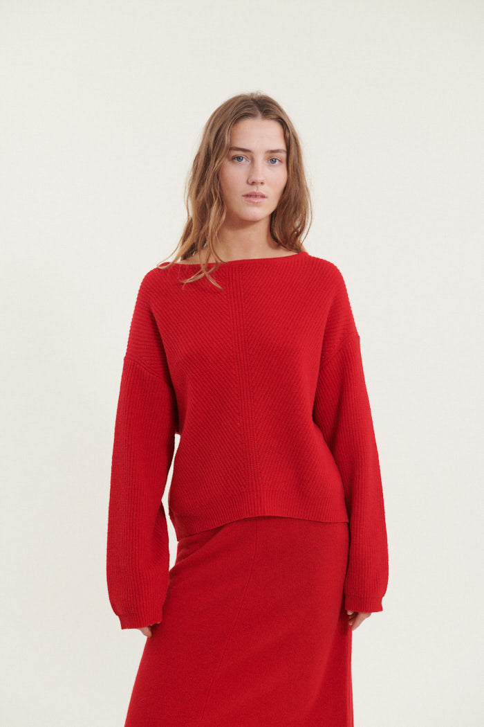 Basic Apparel Lise Scoop Neck Sweaters 278 High Risk Red